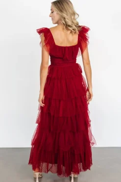 Online Baltic Born Valora Swiss Dot Tulle Maxi Dress | Wine