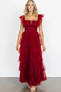 Online Baltic Born Valora Swiss Dot Tulle Maxi Dress | Wine