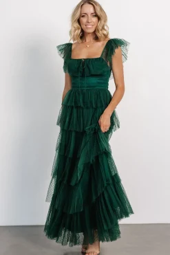 Sale Baltic Born Valora Swiss Dot Tulle Maxi Dress | Dark Green DarkGreen