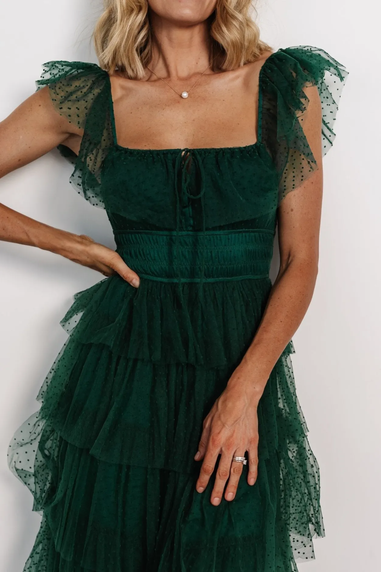 Sale Baltic Born Valora Swiss Dot Tulle Maxi Dress | Dark Green DarkGreen