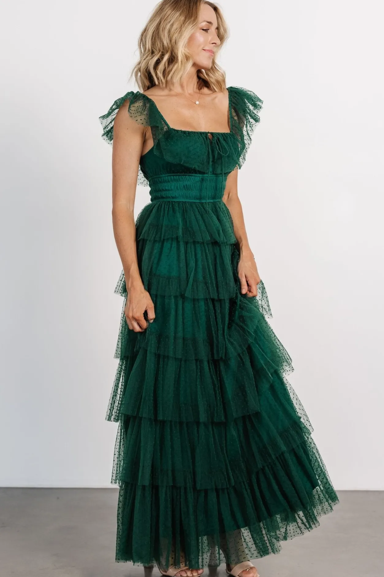 Sale Baltic Born Valora Swiss Dot Tulle Maxi Dress | Dark Green DarkGreen