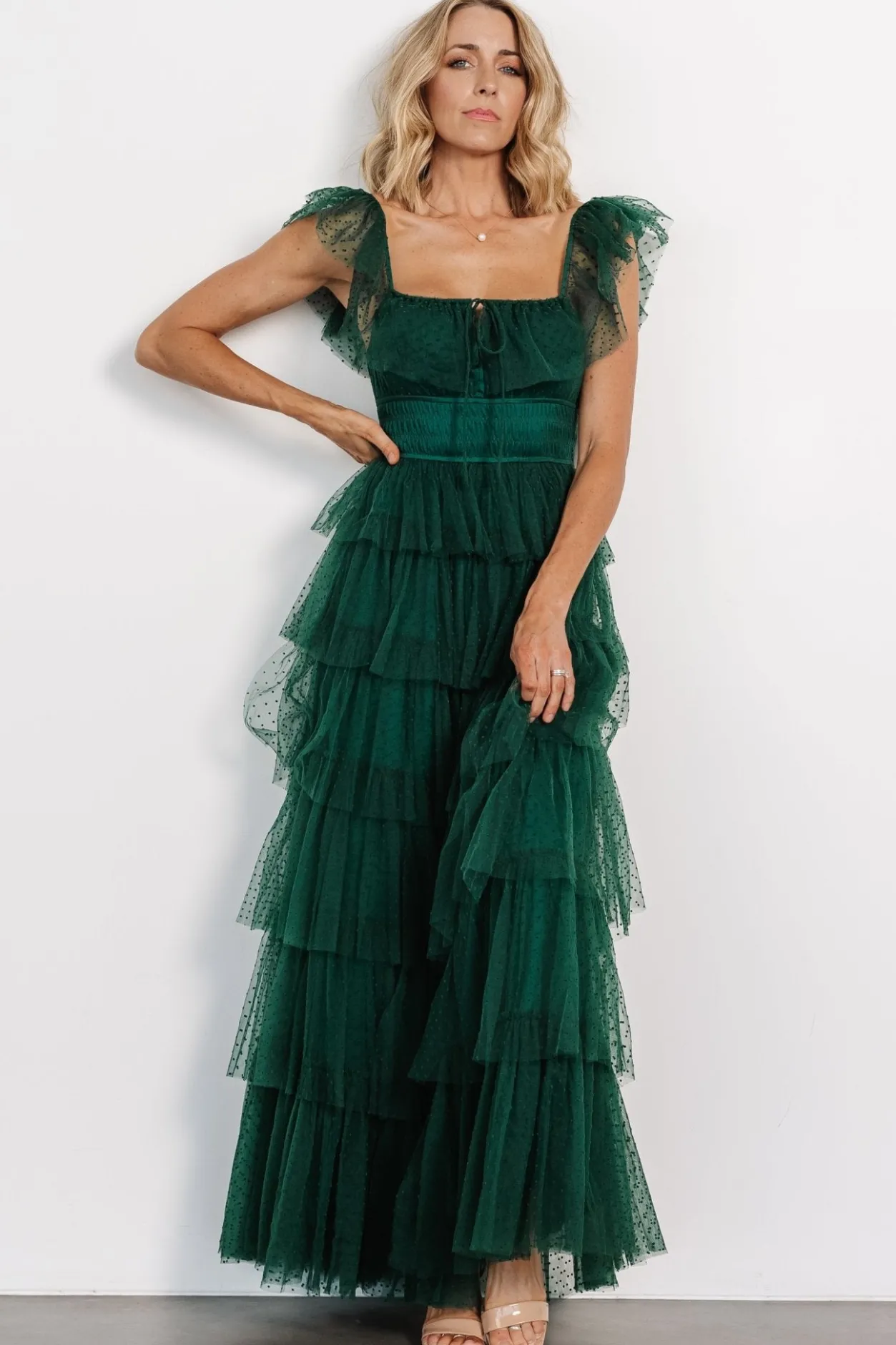 Sale Baltic Born Valora Swiss Dot Tulle Maxi Dress | Dark Green DarkGreen