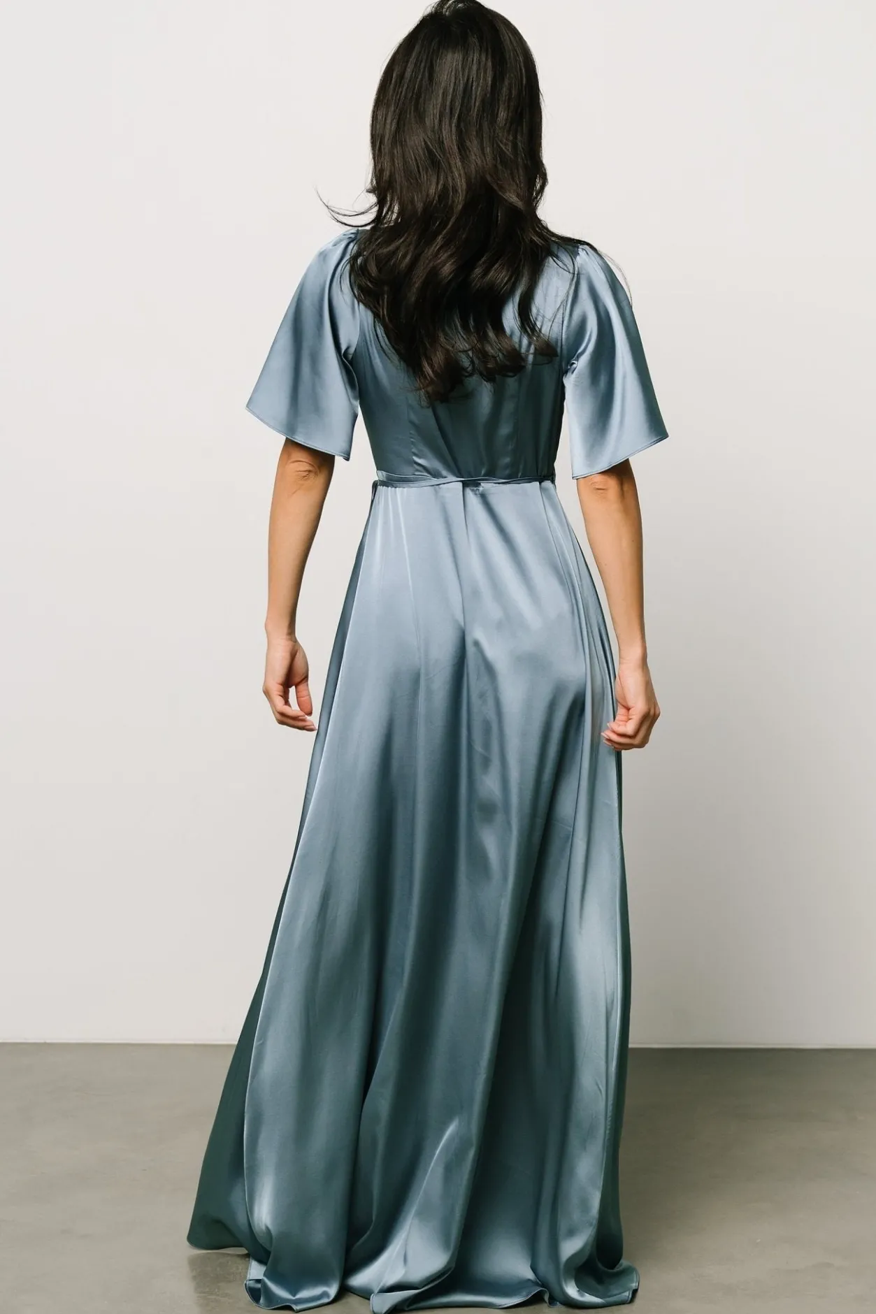 Best Baltic Born Vara Satin Maxi Wrap Dress | Dusty Blue DustyBlue