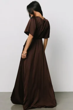 Discount Baltic Born Vara Satin Maxi Wrap Dress | Espresso