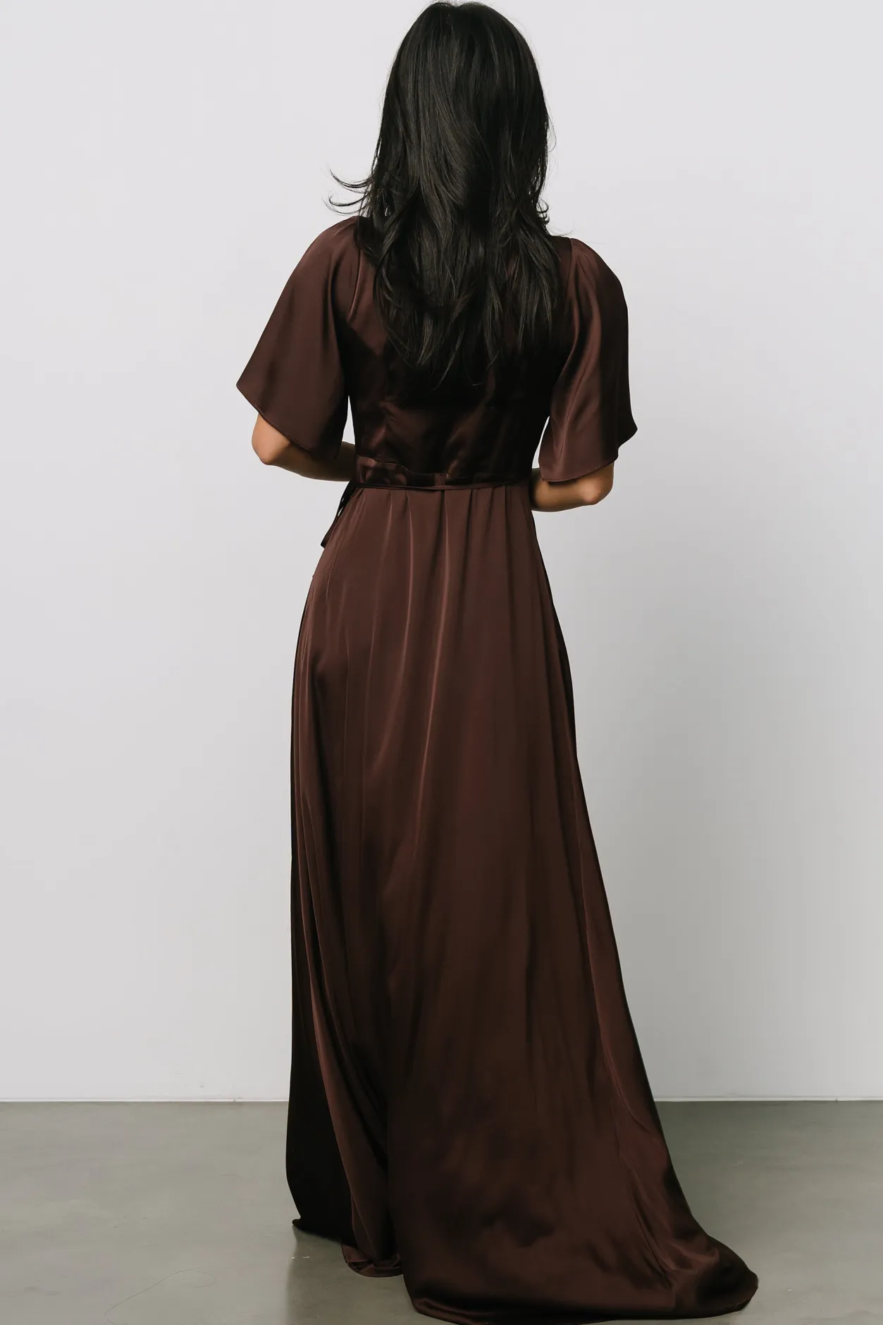Discount Baltic Born Vara Satin Maxi Wrap Dress | Espresso