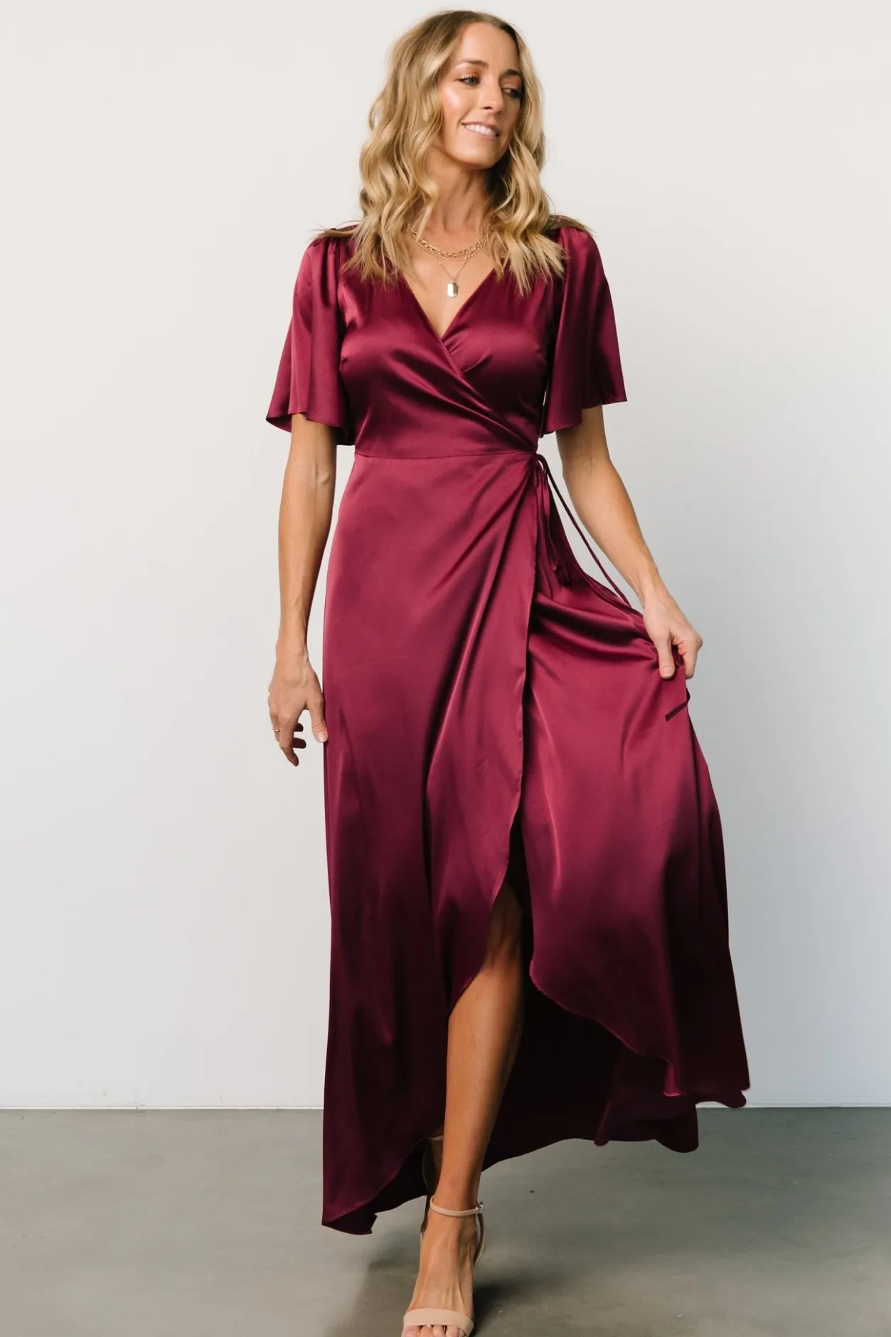 Discount Baltic Born Vara Satin Maxi Wrap Dress | Mulberry