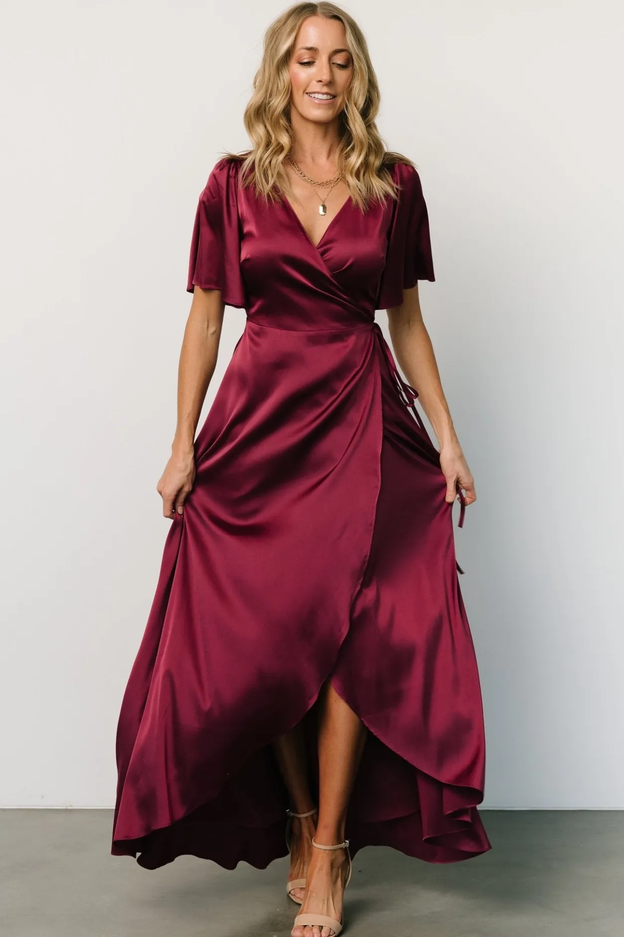 Discount Baltic Born Vara Satin Maxi Wrap Dress | Mulberry