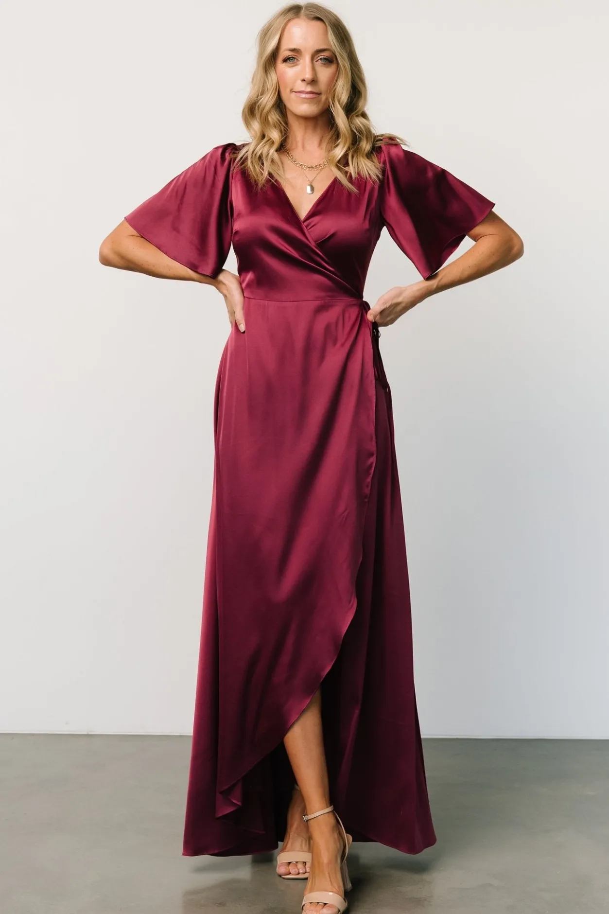 Discount Baltic Born Vara Satin Maxi Wrap Dress | Mulberry
