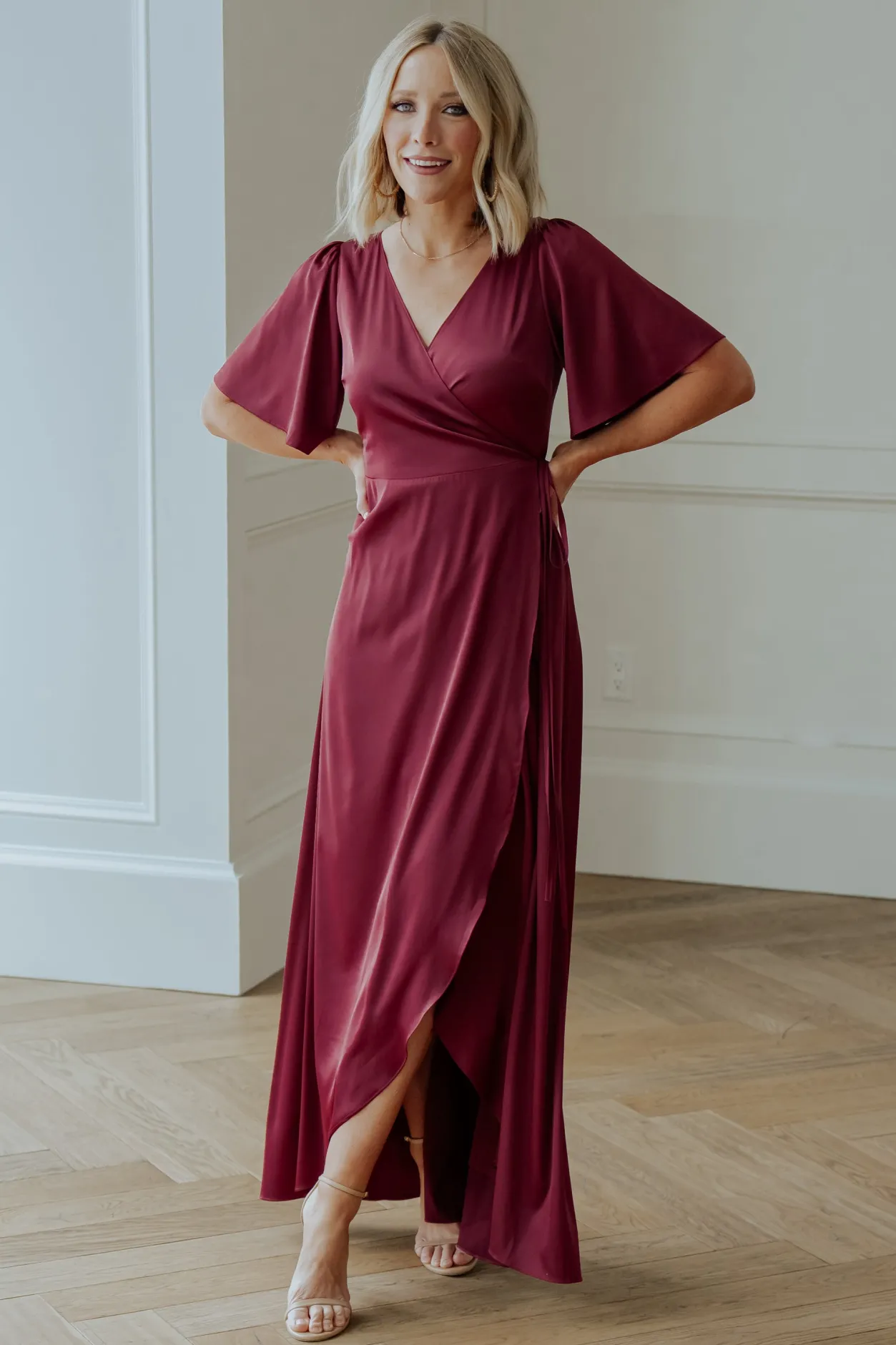 Discount Baltic Born Vara Satin Maxi Wrap Dress | Mulberry