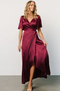 Discount Baltic Born Vara Satin Maxi Wrap Dress | Mulberry