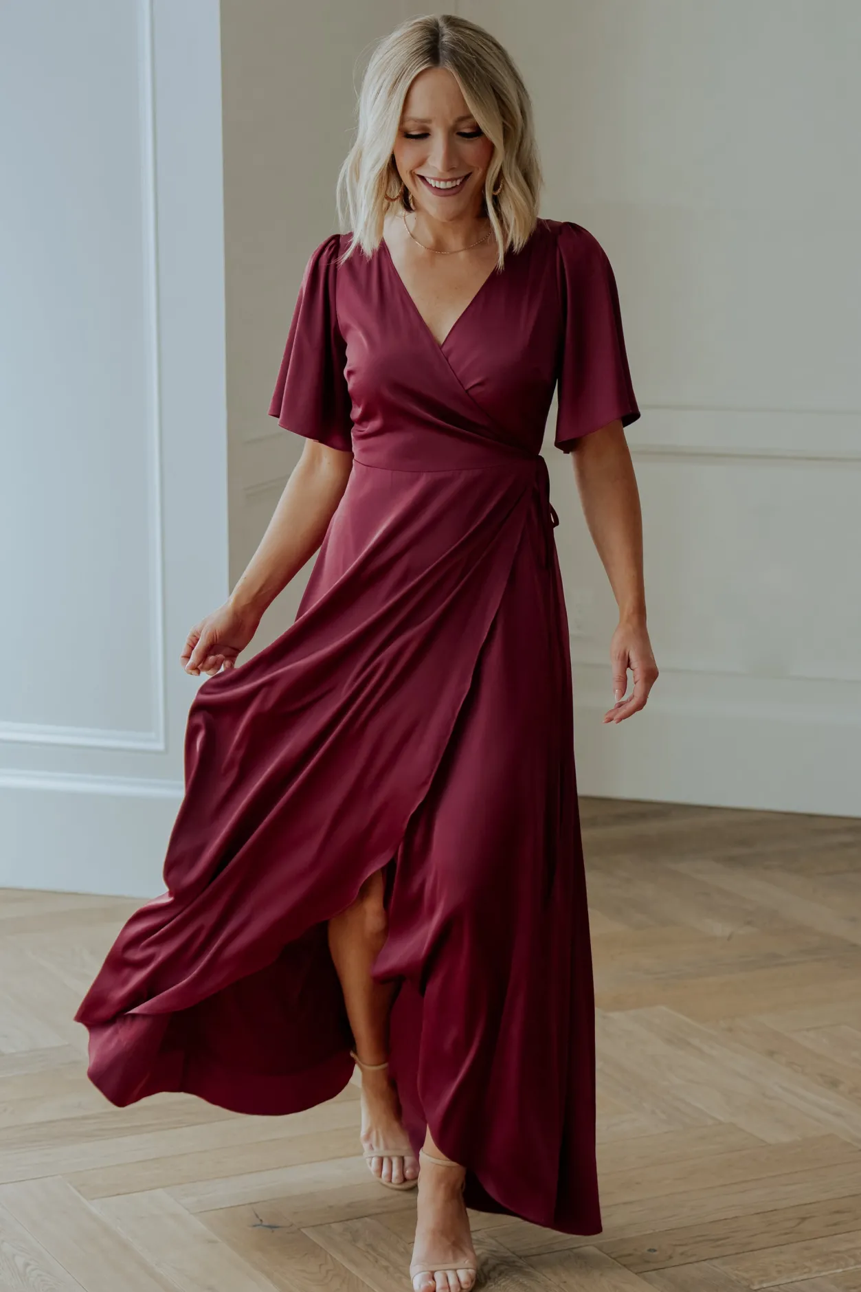 Discount Baltic Born Vara Satin Maxi Wrap Dress | Mulberry