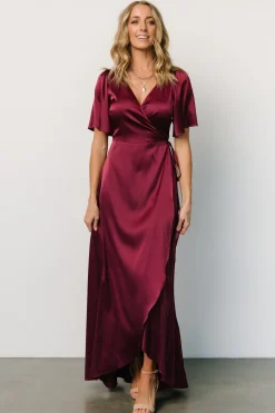 Discount Baltic Born Vara Satin Maxi Wrap Dress | Mulberry