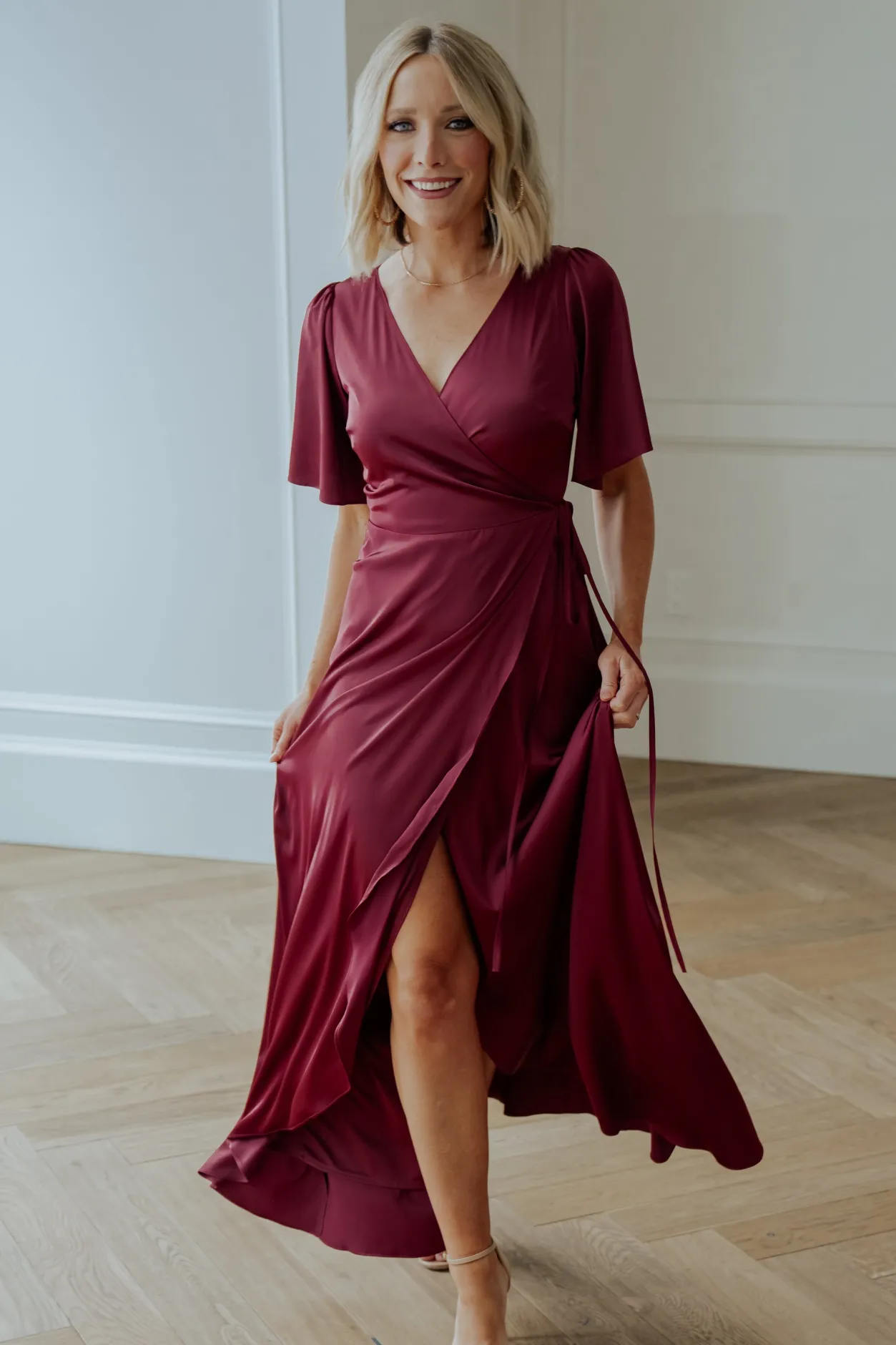 Discount Baltic Born Vara Satin Maxi Wrap Dress | Mulberry