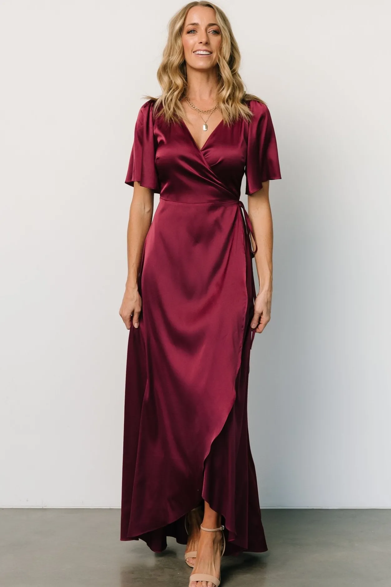Discount Baltic Born Vara Satin Maxi Wrap Dress | Mulberry