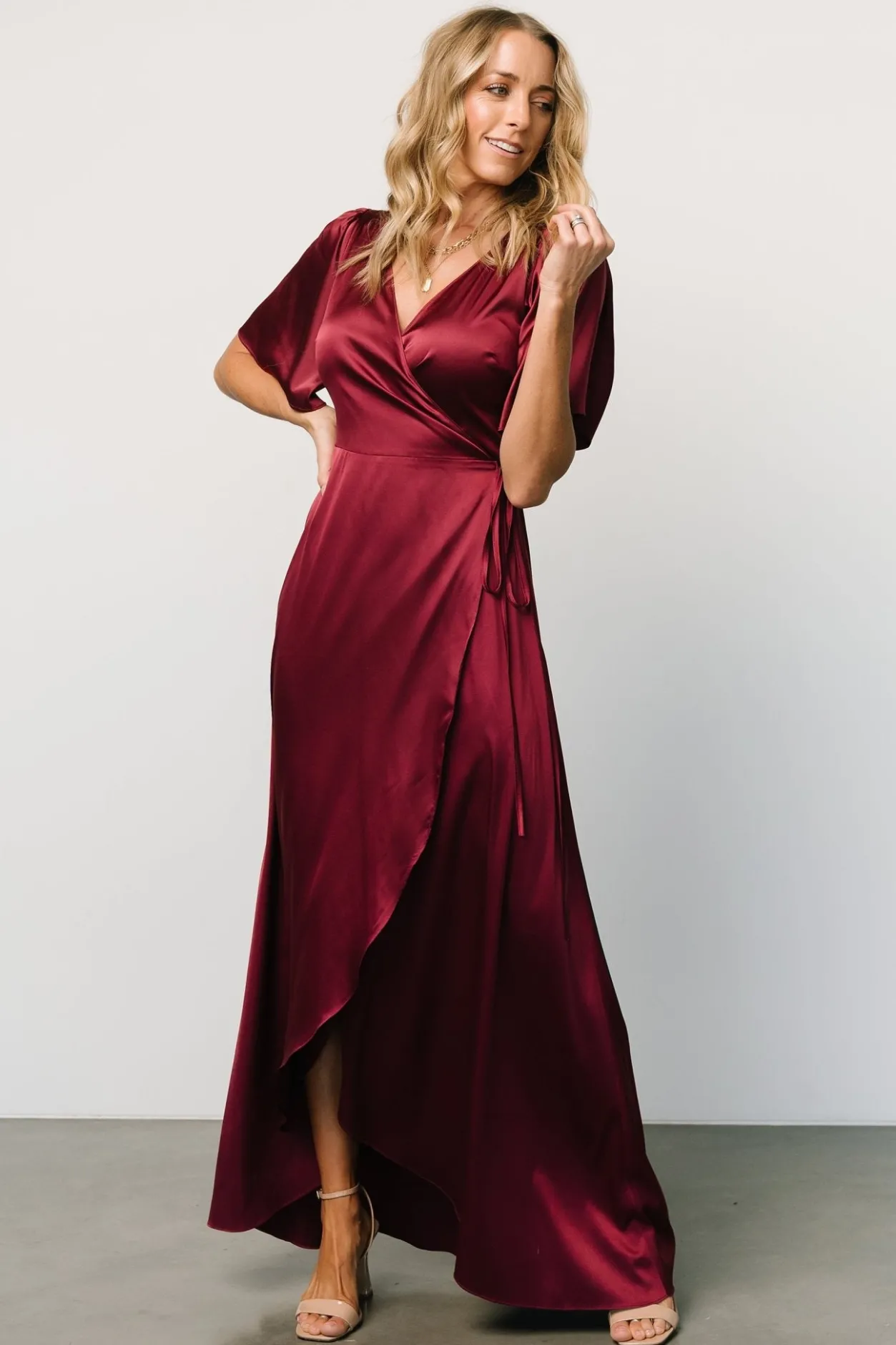 Discount Baltic Born Vara Satin Maxi Wrap Dress | Mulberry