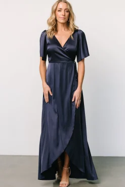Best Baltic Born Vara Satin Maxi Wrap Dress | Navy