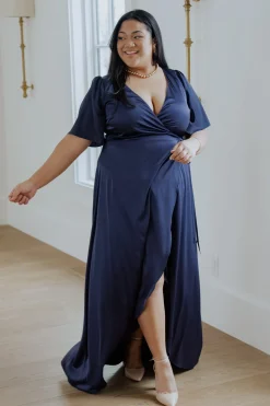 Best Baltic Born Vara Satin Maxi Wrap Dress | Navy