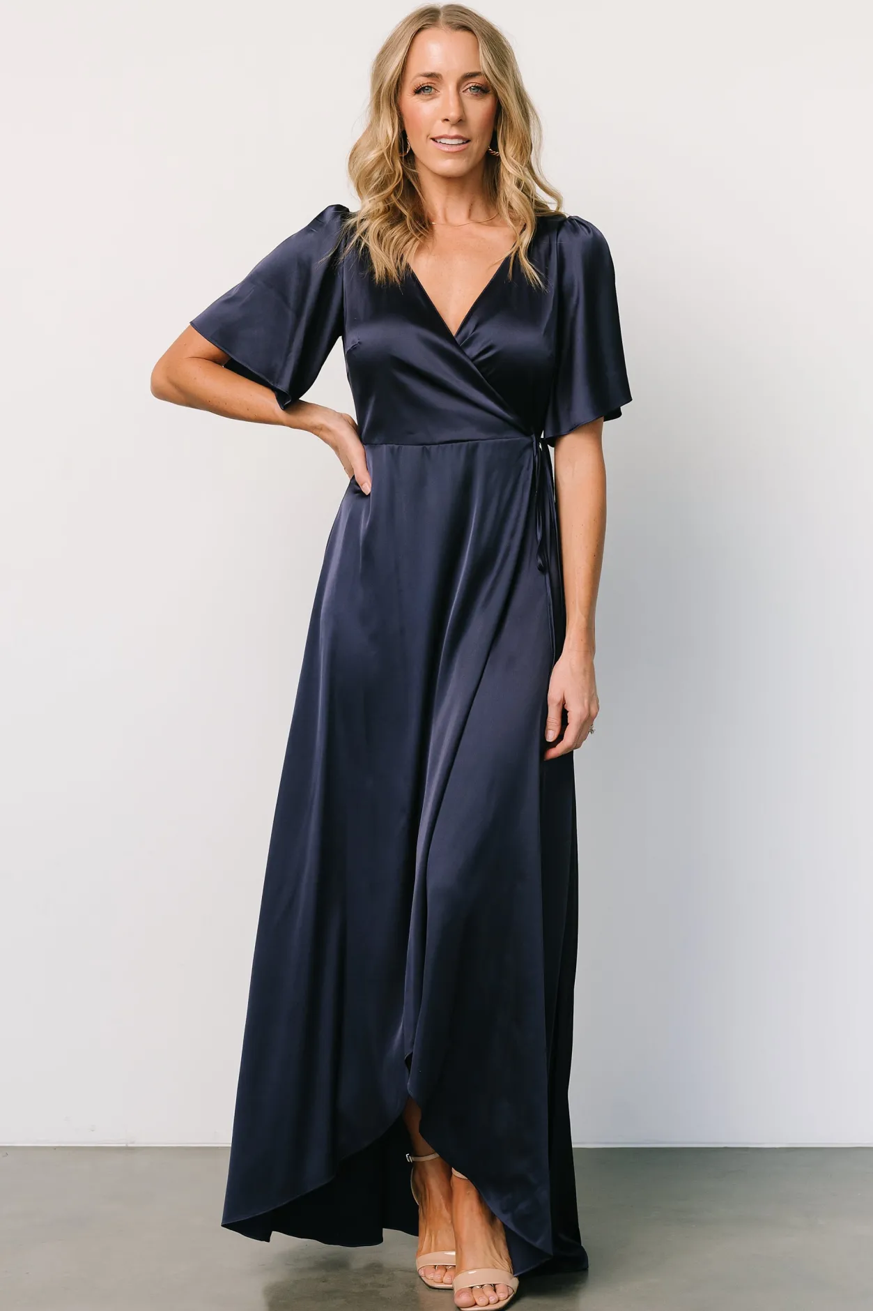 Best Baltic Born Vara Satin Maxi Wrap Dress | Navy