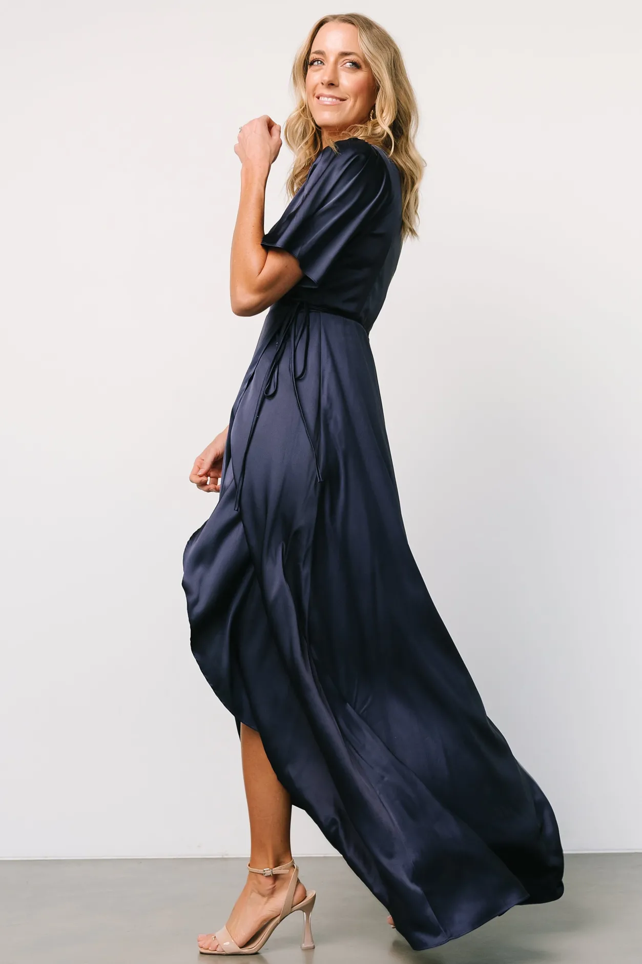 Best Baltic Born Vara Satin Maxi Wrap Dress | Navy