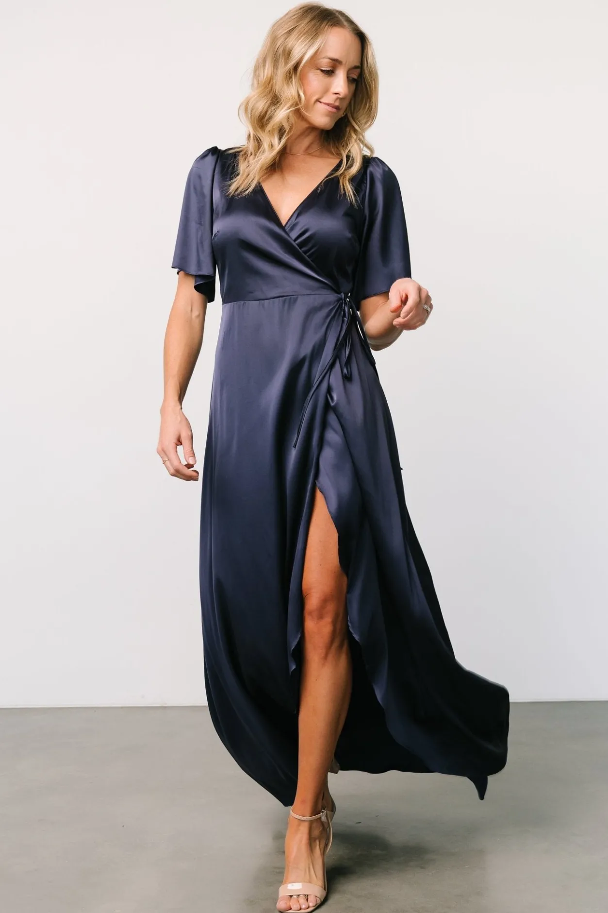 Best Baltic Born Vara Satin Maxi Wrap Dress | Navy