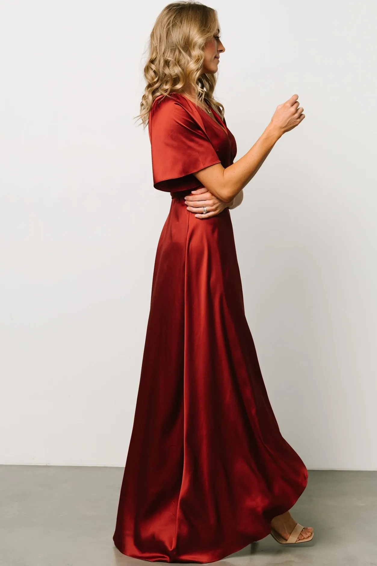 Discount Baltic Born Vara Satin Maxi Wrap Dress | Terracotta