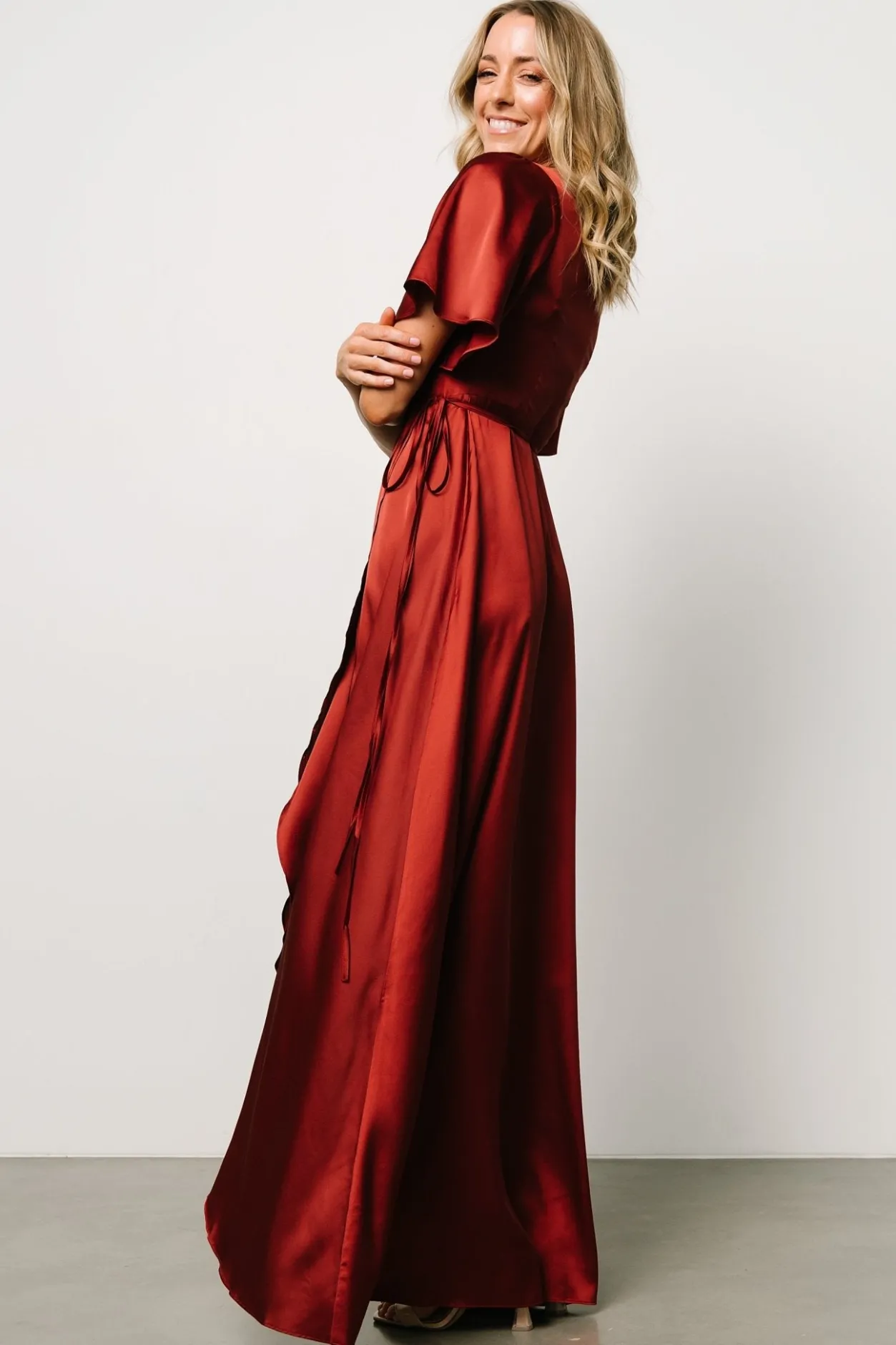 Discount Baltic Born Vara Satin Maxi Wrap Dress | Terracotta