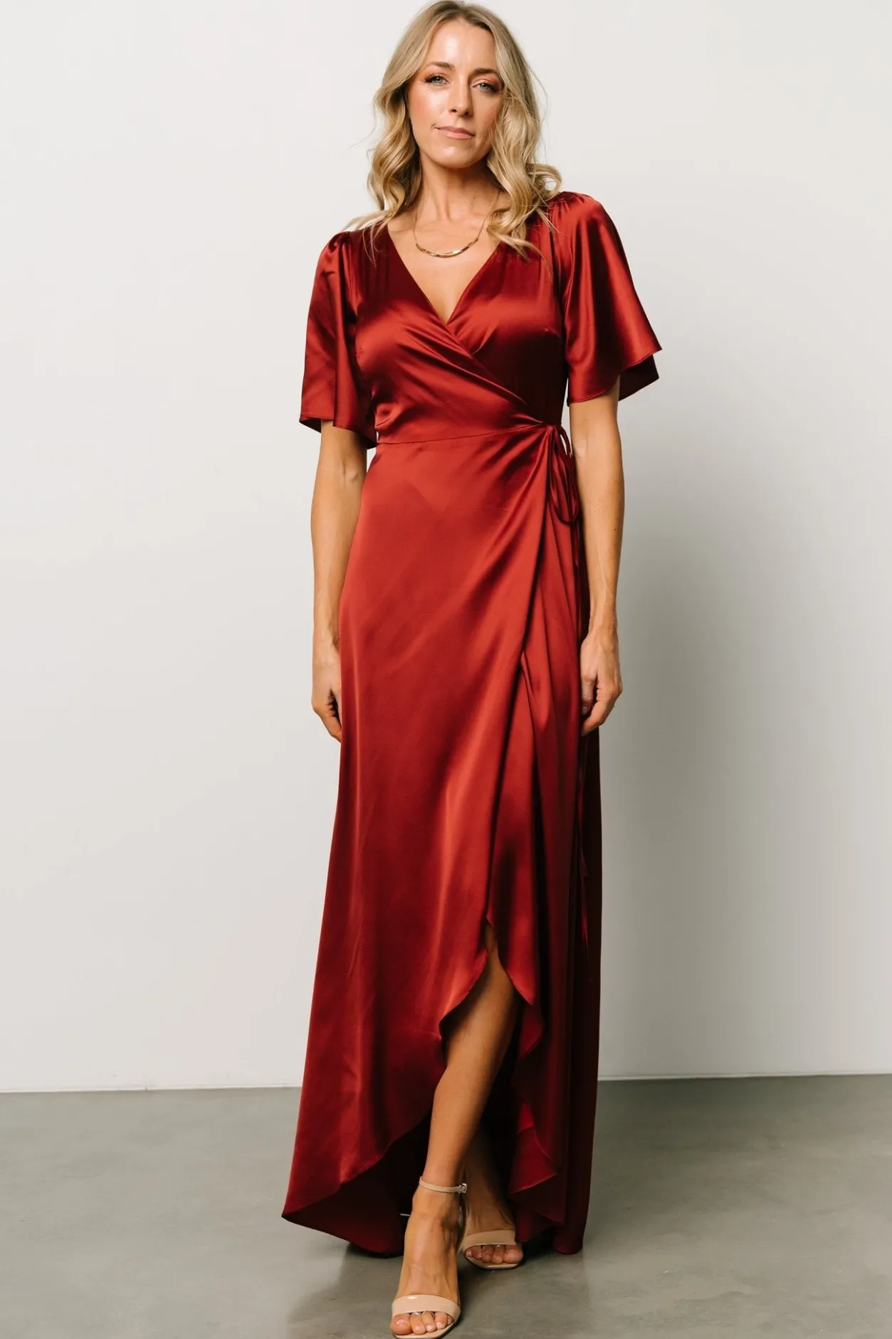 Discount Baltic Born Vara Satin Maxi Wrap Dress | Terracotta