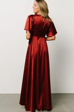 Discount Baltic Born Vara Satin Maxi Wrap Dress | Terracotta