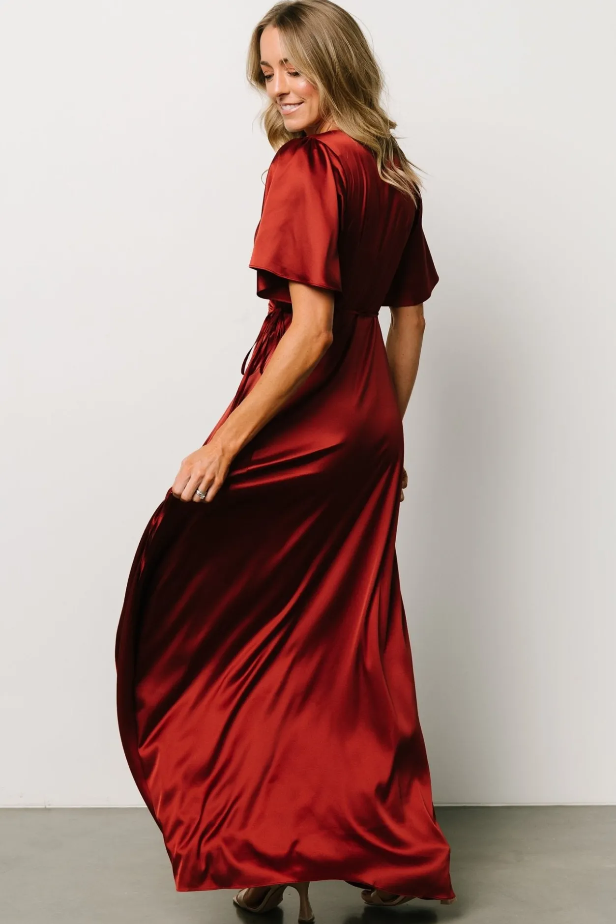 Discount Baltic Born Vara Satin Maxi Wrap Dress | Terracotta
