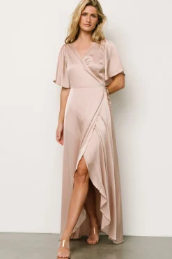 Discount Baltic Born Vara Satin Maxi Wrap Dress | Champagne