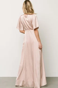 Discount Baltic Born Vara Satin Maxi Wrap Dress | Champagne
