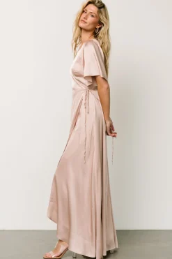 Discount Baltic Born Vara Satin Maxi Wrap Dress | Champagne