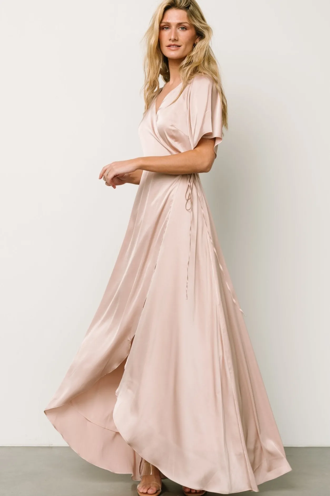 Discount Baltic Born Vara Satin Maxi Wrap Dress | Champagne