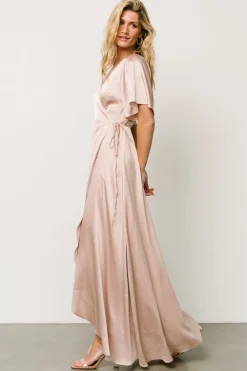 Discount Baltic Born Vara Satin Maxi Wrap Dress | Champagne