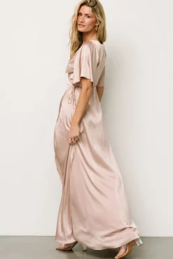 Discount Baltic Born Vara Satin Maxi Wrap Dress | Champagne