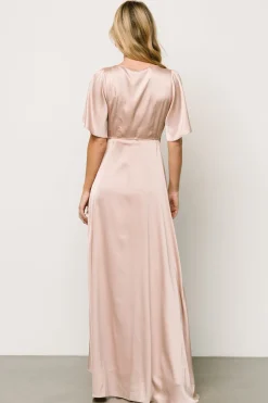 Discount Baltic Born Vara Satin Maxi Wrap Dress | Champagne