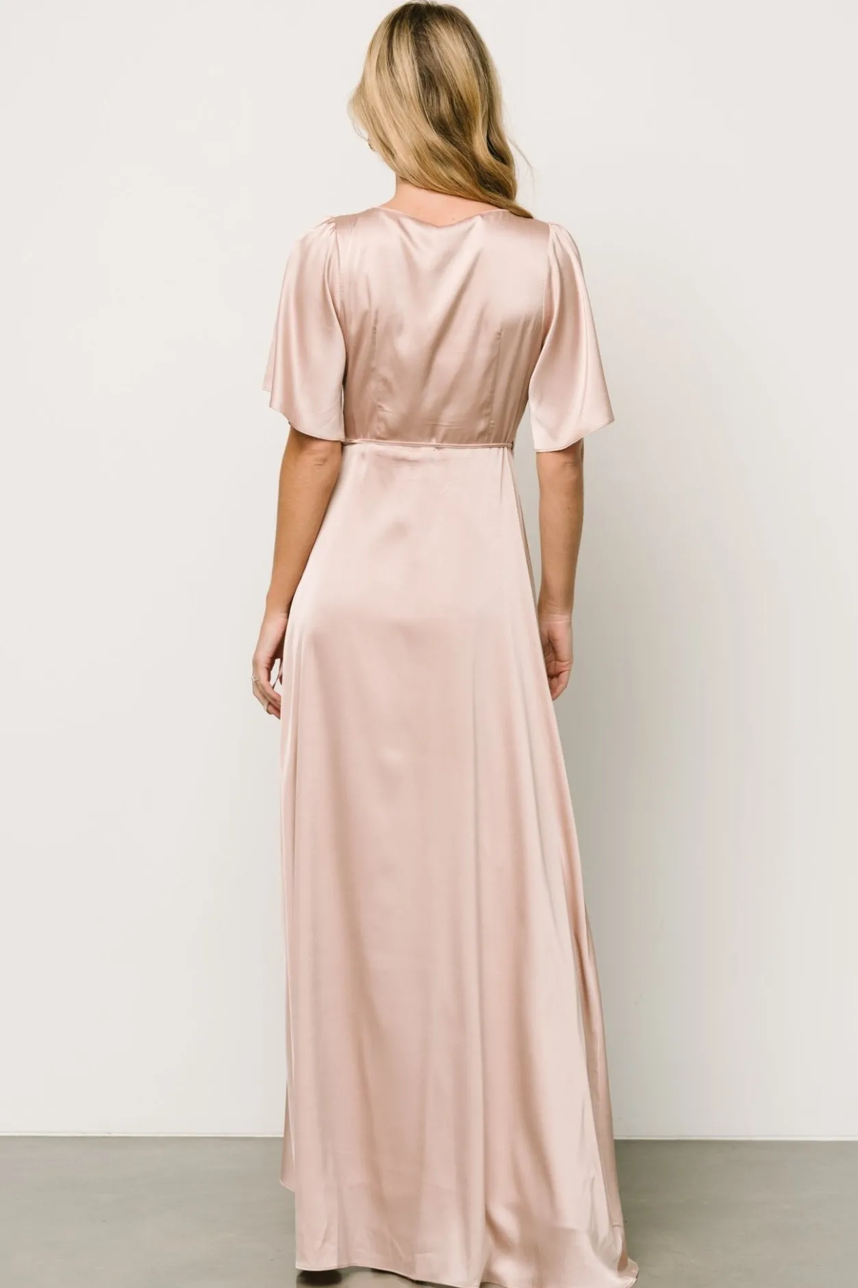 Discount Baltic Born Vara Satin Maxi Wrap Dress | Champagne