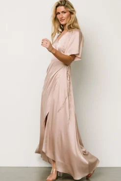 Discount Baltic Born Vara Satin Maxi Wrap Dress | Champagne