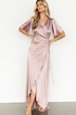 Sale Baltic Born Vara Satin Maxi Wrap Dress | Lilac