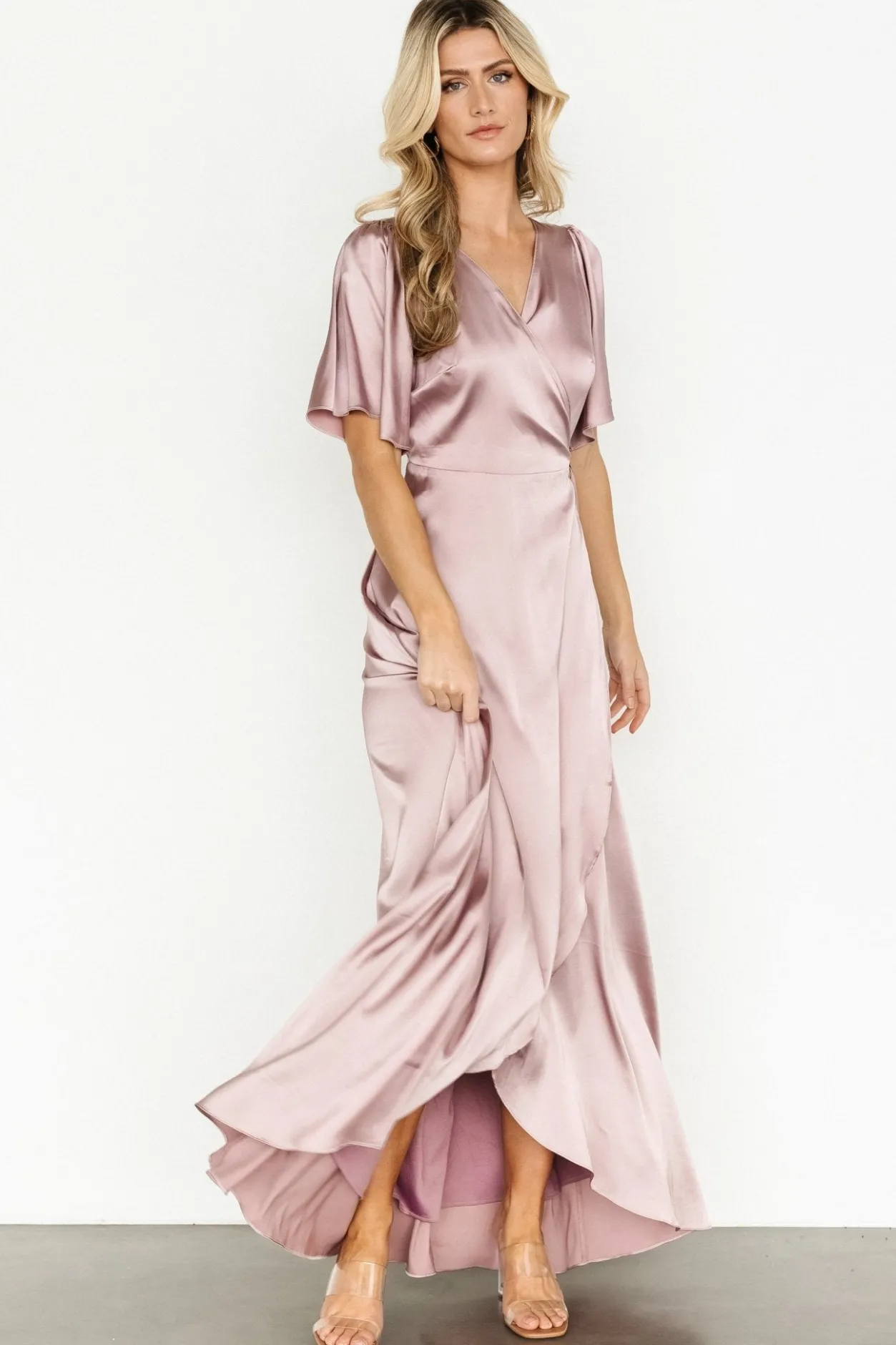 Sale Baltic Born Vara Satin Maxi Wrap Dress | Lilac