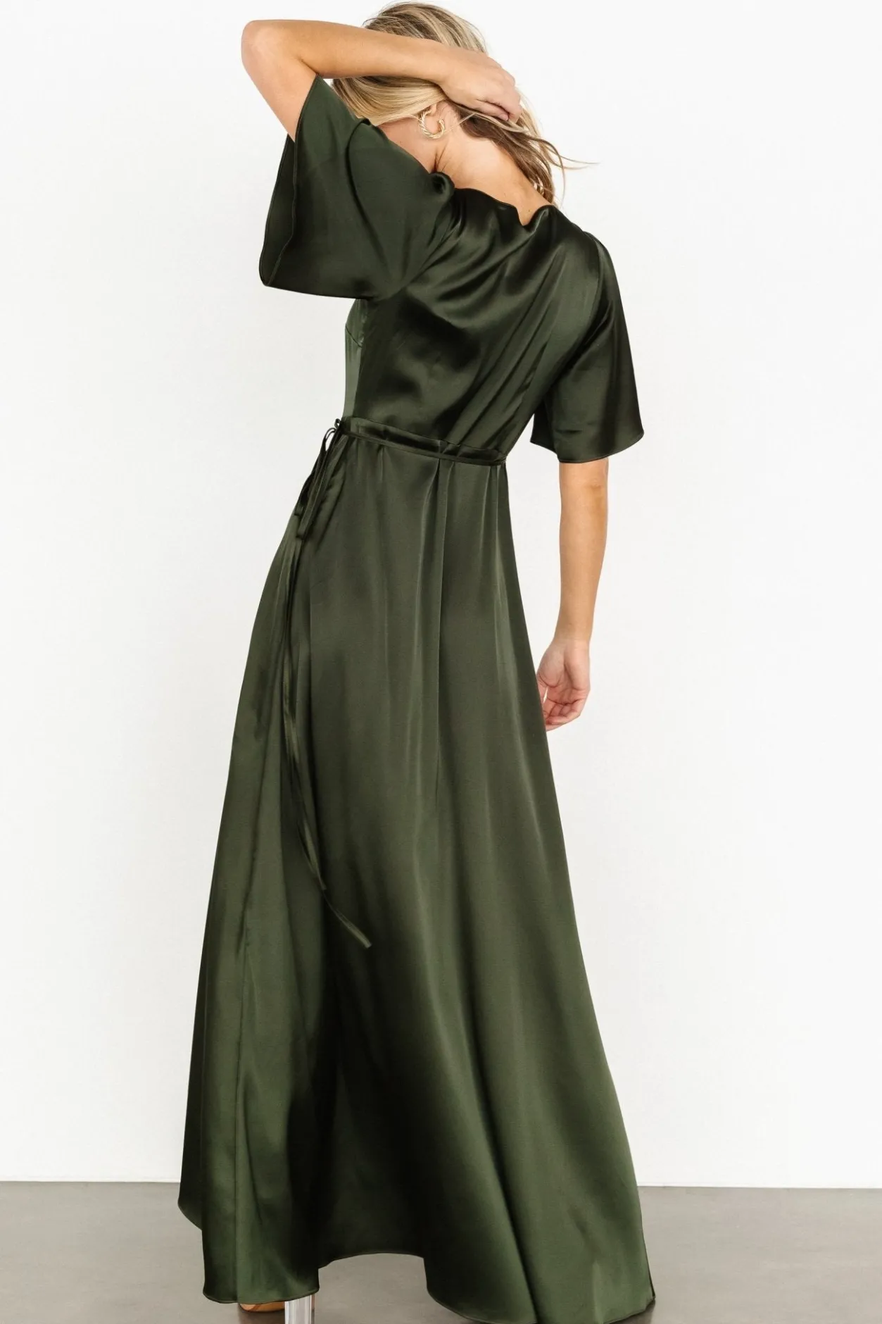 Outlet Baltic Born Vara Satin Maxi Wrap Dress | Dark Olive DarkOlive
