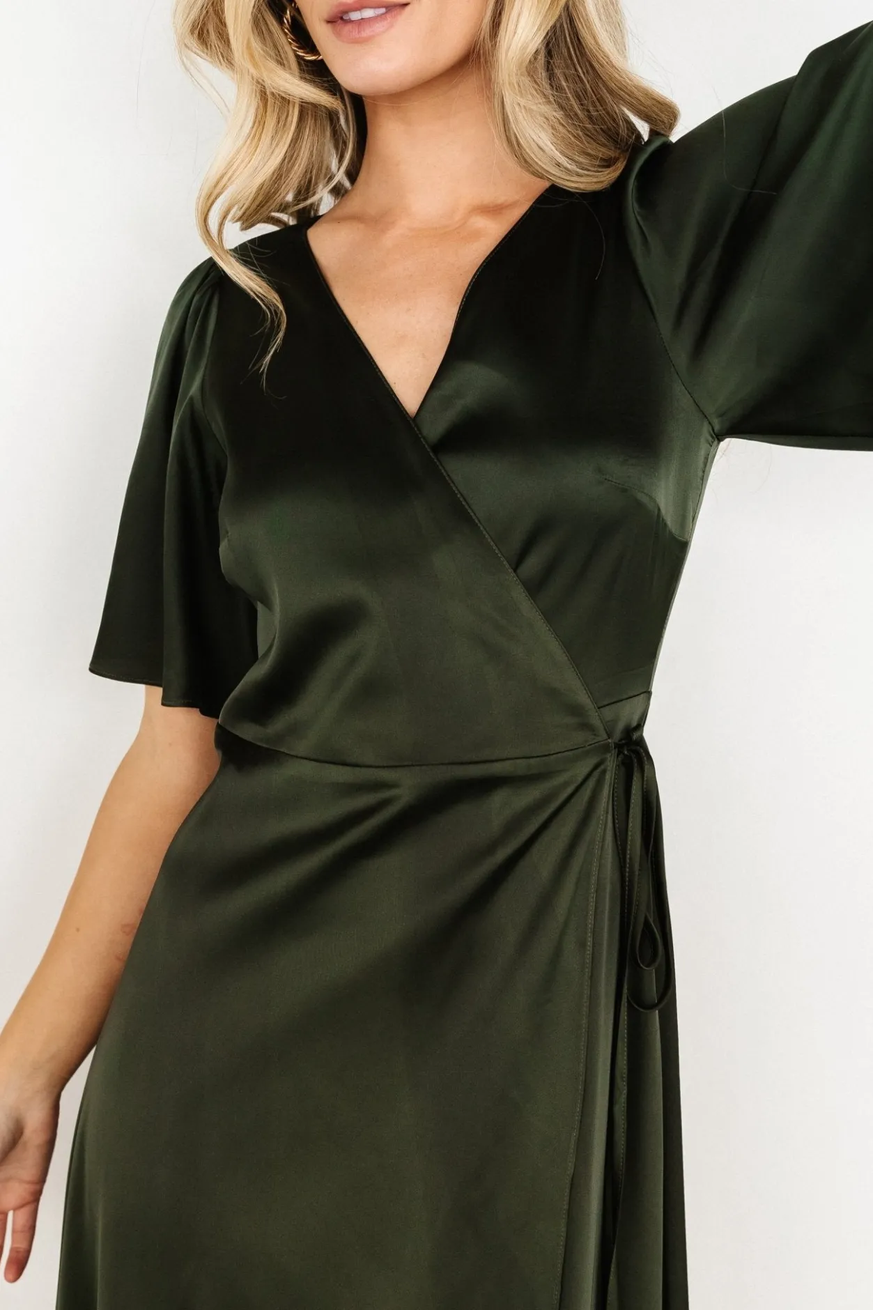 Outlet Baltic Born Vara Satin Maxi Wrap Dress | Dark Olive DarkOlive
