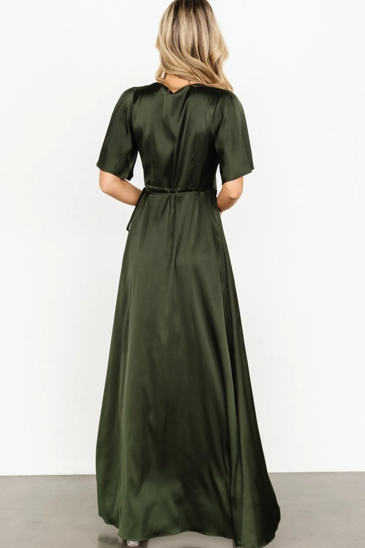 Outlet Baltic Born Vara Satin Maxi Wrap Dress | Dark Olive DarkOlive