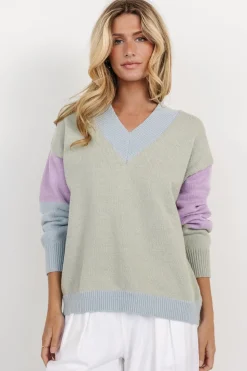 Clearance Baltic Born Varsity Color Block Sweater | Sage