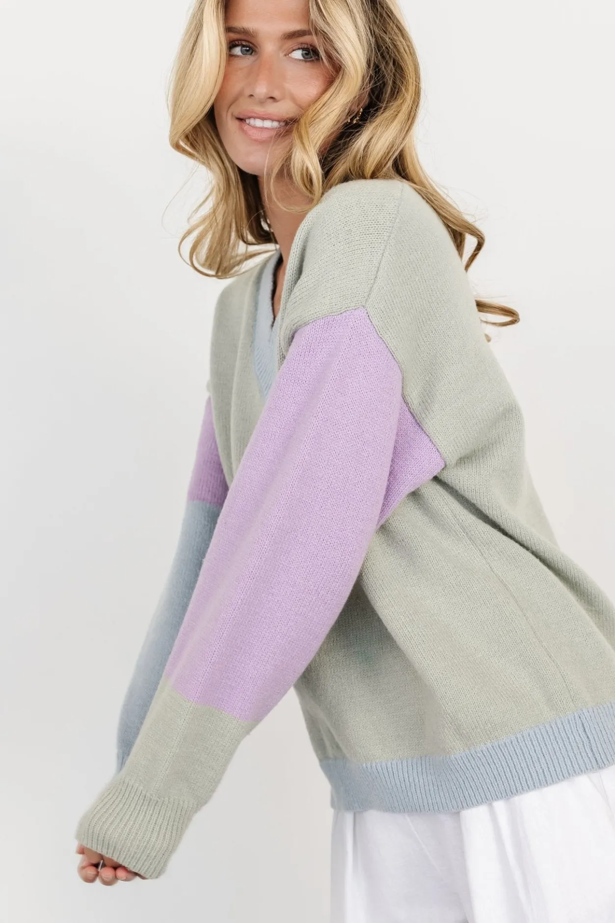 Clearance Baltic Born Varsity Color Block Sweater | Sage
