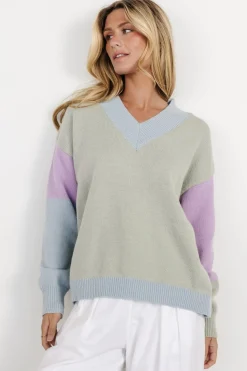 Clearance Baltic Born Varsity Color Block Sweater | Sage