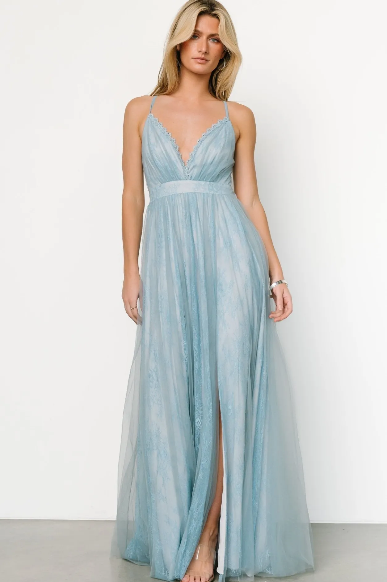 Best Baltic Born Vasia Lace Tulle Maxi Dress | Soft Blue SoftBlue