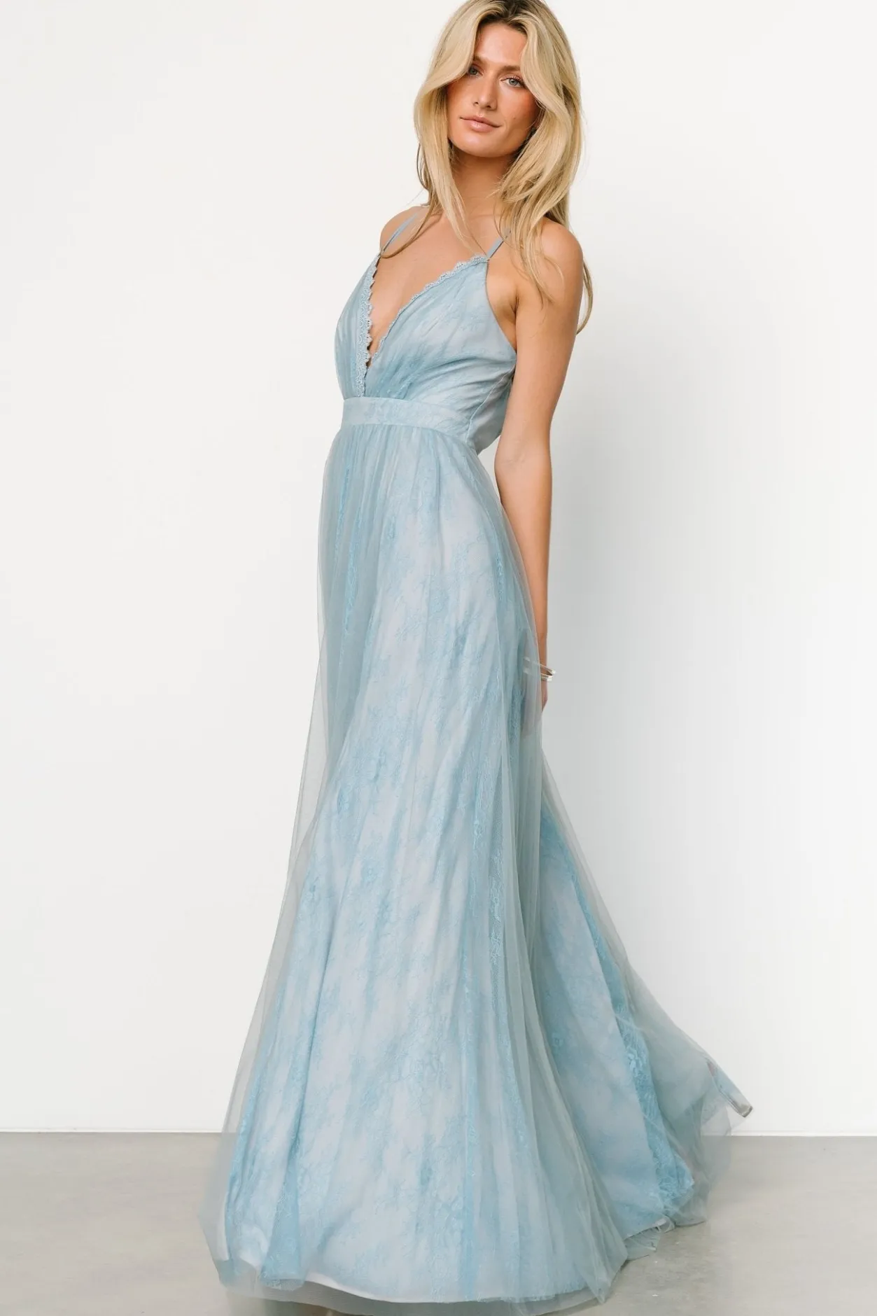 Best Baltic Born Vasia Lace Tulle Maxi Dress | Soft Blue SoftBlue