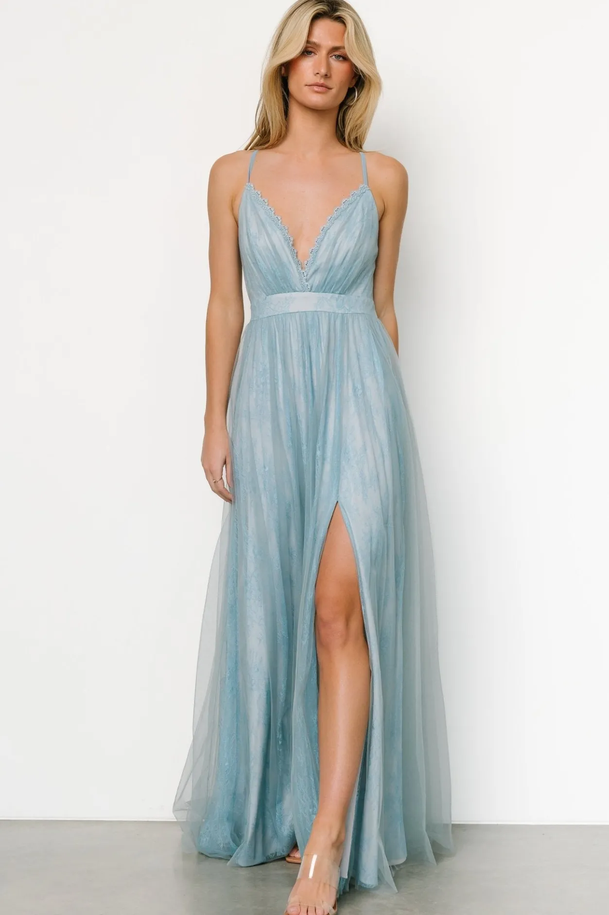 Best Baltic Born Vasia Lace Tulle Maxi Dress | Soft Blue SoftBlue
