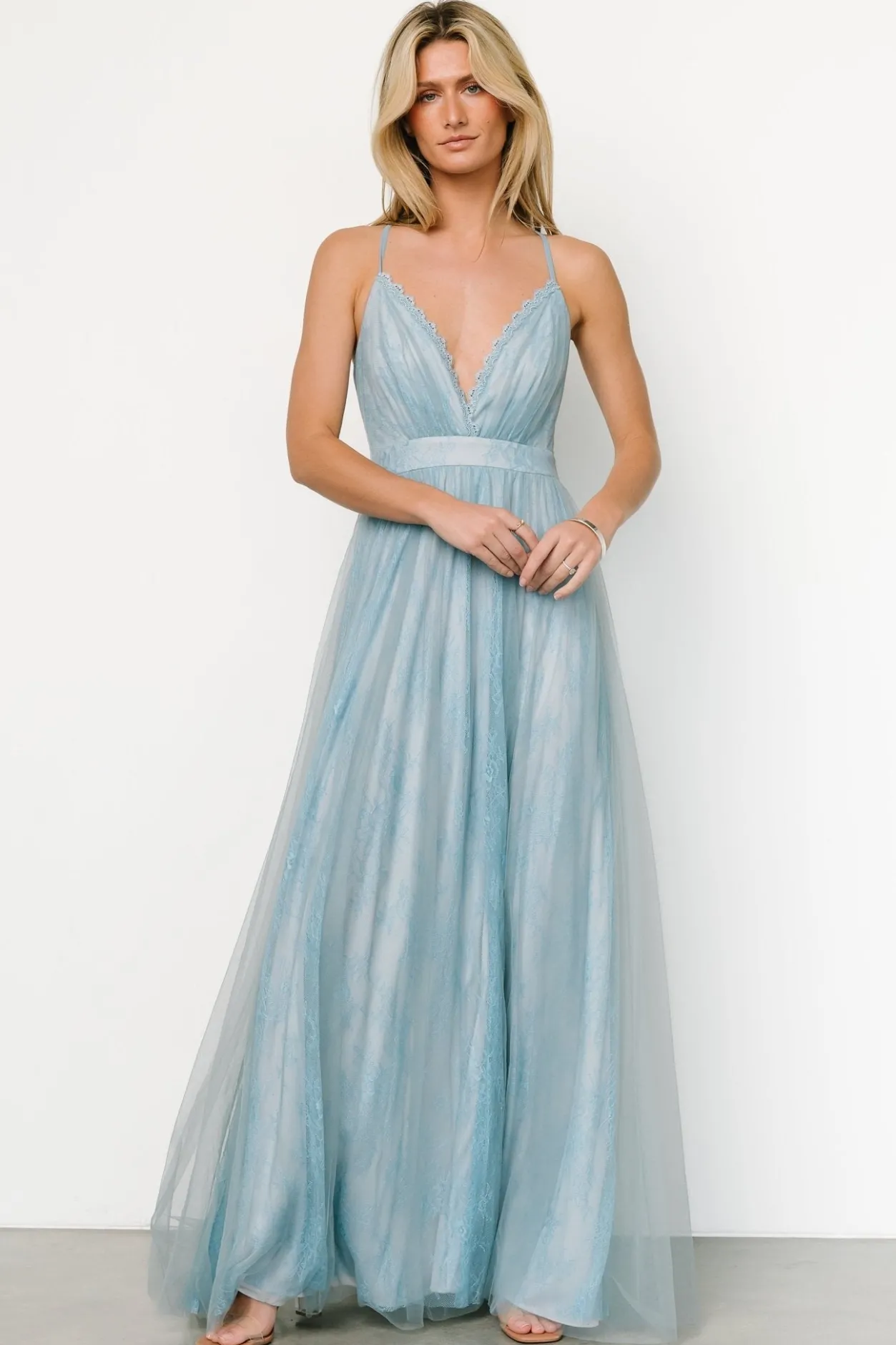 Best Baltic Born Vasia Lace Tulle Maxi Dress | Soft Blue SoftBlue